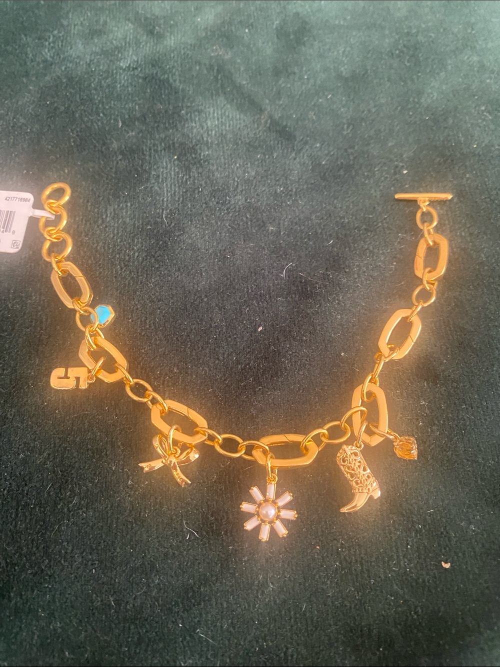 Kendra Scott Gold Charm Link Bracelet with Daisy and Boot Charms